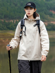 EFTC Spring Mountain Series Mens Loose Fit Waterproof Windproof Hooded Jacket Youth Trendy Outerwear Polyester Fiber Zipper Closure