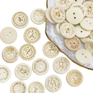 (80Pcs/Pack)20mm Handmade 2-Hole Rotundity Wooden Buttons Wedding Scrapbooking Decorations Love Letter Crafting Apparel Accessories