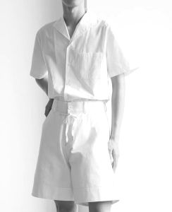 Cuban Collar Loose Fit Short Sleeve Mens Shirt No Ironing Seamless Workwear Breathable Summer Fashion Youth Casual Pure Color