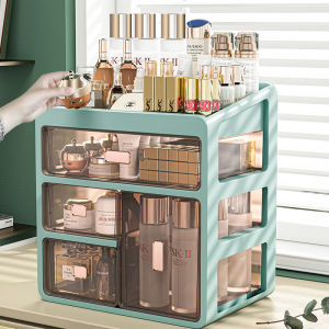 Cosmetics Storage Box Large Capacity Plastic Transparent Desktop Drawer Dustproof Skin Care Box Dresser Shelf