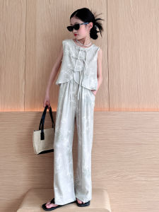 Girls Summer Outfit 2025 New Chinese Style National Trend Clothes Two-Piece Set Child Clothing Thin Model Shoot No Hat