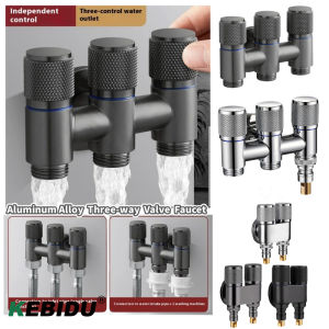 KEBIDU อะลูมินัมอัลลอย3ทางหนึ่ง-สาม-ออกวาล์วฉากสำหรับโถส้วมห้องน้ำเครื่องซักผ้าระเบียงอุปกรณ์ก๊อกน้ำห้องน้ำสามหัว