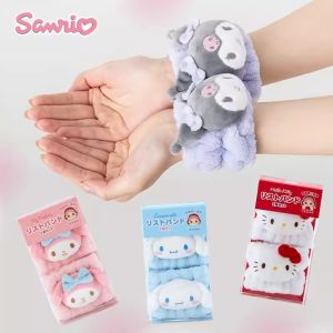Two Pieces/Set Sanrio Kuromi Melody Wristband Hello Kitty Cinnamoroll Wrist Guard Makeup Hairband Bracelet Arm Cuff Sports Sweat Absorbent Sleeve Cover