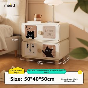 MEISD | Simplified Cream Style Nightstand Bedside Cabinet