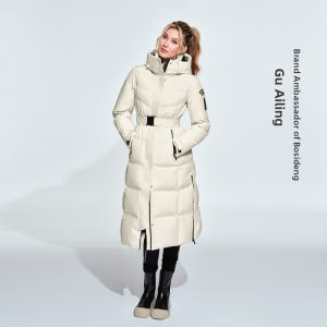 BOSIDENG | Womens Windproof Warm Goose Down Long Coat Winter