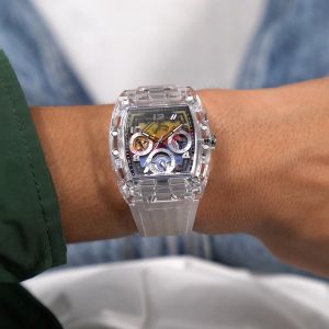 [Promo] Jam Tangan Pria Guess GW0499G3 Phoenix Skeleton Rainbow Dial Clear Silicone Strap Original Garansi 2 Tahun [✔COD][100% Authentic]