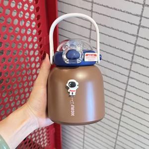 Cute Thermal Mug Male and Female Students Big Belly Cup with Straw Small Satchel Portable 316 Stainless Steel Water Cup