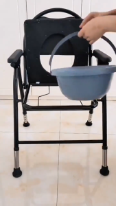 Portable Toilet Chair Strong & Stable Toilet Assistance Non-Slip Foot Pads Removable Bucket