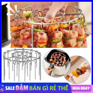 Giá Nướng Thịt 24 Xiên Cho Nồi Chiên Không Dầu Bằng INOX Không Gỉ - Giá Xiên Thịt Nướng BBQ - Vỉ Nướng Xiên Nướng