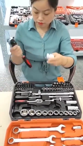 46pcs 1/4-Inch Socket Set Socket Wrench Combination Tool Kit Car Repair Tool Spanner Wrench Socket Set Toolbox Set Ratchet Torque Auto Repairing