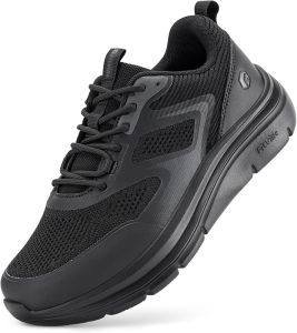 FitVille MenS Wide Toe Walking Shoes Lightweight Non-Slip Walking Tennis Shoe Cushioning Slip-On Comfortable Relieve pain