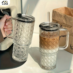 KEMORELEA 1/2PCS 700ML Insulated Glass Mug With Lid Reusable For Hot Cold Drinks Iced Coffee Cup Easy Clean Glass Travel Mug