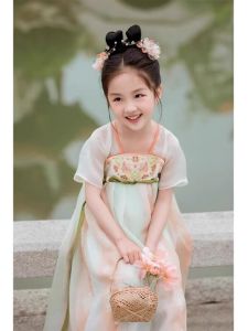Váy Công Chúa Tay Ngắn Mùa Hè Mới Cho Bé Gái Hanfu Phong Cách Trung Hoa Cổ Tích Thời Trang Trẻ Em Váy Truyền Thống Trung Quốc