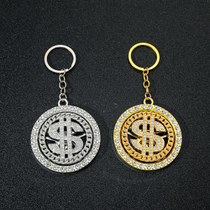 Bandai | Men Gold Color Dollar Sign Keychain Cuban ChainHip Hop Money Dollar Pendant Keyrings Music Festival Party Gifts Accessories