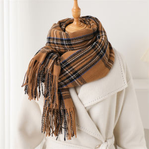 Luxury Brand Plaid Winter Women Cashmere Scarf Warm Neckerchief Pashmina Lady Shawls and Wraps Casual Tassel Scarves Muffler