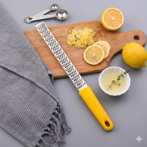 Stainless Steel Lemon Zester Cheese Spice Grater Bonus Brush Nutmeg Spices-Sharp with Non-slip Handle