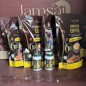 กาแฟแจ่มใส 4 ห่อใหญ่ 2ไฟเบอร์ รวม6 ชิ้นจุกๆ สูตรเก่า 1ห่อใหญ่มี 15ซอง สุดคุ้ม กาแฟถั่งเช่าทอง (สูตรเก่าห่อใหม่)