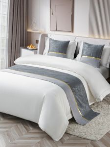 หรูหรา Minimalist ผ้าคลุมเตียงผ้าม่านหางสําหรับโฮมสเตย์ Inn โรงแรมปรับแต่งสไตล์จีนใหม่เตียงธงเตียงอุปกรณ์เสริม