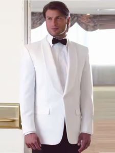 Formal White Men Suits Two Piece Fashion Shawl Lapel Single Breasted Suit Slim Fit Elegant Party Prom Groom Wedding Tuxedo