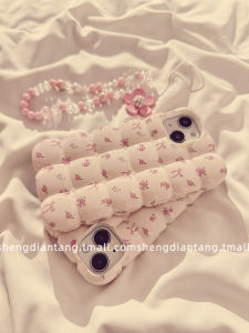 Young Adult Pink Bows Floral for Apple 15promax Phone Case Iphone15 New Arrival 14 Niche Style 13 Creative 12 Classy Womens 14promax Soft Silicone Protective Cover Chain