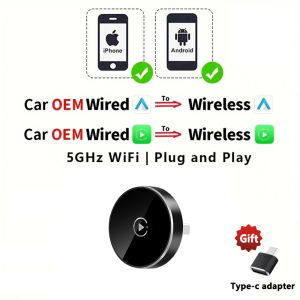 EKIY 2in1 Wireless CarPlay Dongle Wireless Android Auto Adapter Car Intelligent Systems AI Smart Box For Car With Wired CarPlay