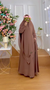 Set Dress/Set Gamis Syari + Hijab Jumbo Kode ASTINI NON Bahan Ceruty Babydoll Premium By Ory Aje Zas