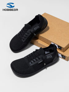 HOBIBEAR | Wide-toe Roomy Barefoot-like Easy-on Black Canvas Shoe