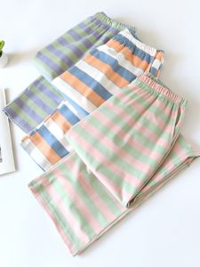 Japanese Style Stripe Pajama Pants for Women Pure Cotton Can Be Outwear Thin Spring & Fall Summer Home Pants Full Cotton Casual Air Conditioning Pants