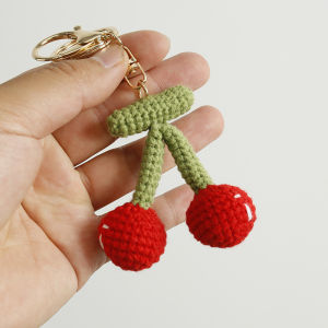 Handmade Crocheted Vegetable Fruit Keychain Cute Cartoon Style Woolen Craft Womens Accessory Fashionable Bag Charm Decoration