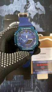 Original GM2100 BLUE Sport Watch Dual Time Display 200M Water Resistant Shockproof and Waterproof World Time LED Auto Light Mens Sports Wrist Watches GM-2100N-2A