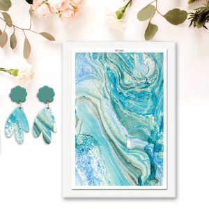 1 Sheet Polymer Clay Transfer Paper Floral Marble Texture Water Soluble Disposable Stickers for DIY Earrings Jewelry Decal