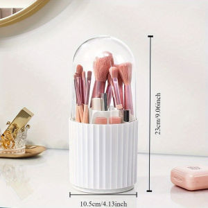 Makeup Brush Holder with Lid 360 Rotating Makeup Brush Holder Organizer for Vanity Desktop Countertop Dresser Table