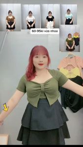 Áo thun croptop nữ BIGSIZE CÔ NHỎ tay ngắn cổ nữ hoàng gắn nơ xinh xắn dành cho nàng chuppy 58-95kg G37