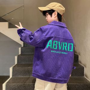 Children-King Áo Trẻ Em áo choàng bé trai Mùa Thu Tuổi Teen Nam Thường Ngày Áo Ngoài Trời Áo Màu Tím Áo polo 2023 Lỏng Bóng Chày Đẹp Trai Budak Lelaki