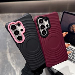 Wave Texture Silicone Phone Case for Samsung Galaxy S26 Ultra A07s A07 A08 A16 A17 A18 A26 A27 A36 A37 A56 A57 Contrast Color Camera Frame Shockproof Soft Protective Casing Anti Slip Phone Cover