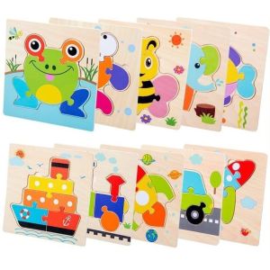Mainan Edukasi Puzzle Kayu 3D Wooden Toys Puzzle Kayu Karakter Hewan Dan Kendaraan / Mainan Puzzle Kayu 3D Wooden Toys Karakter Kendaraan Dan Hewan