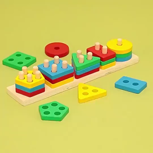Wooden Puzzle Toy Shape Sorter Color Matching Educational Toy for Kids Matching Building Block Toy