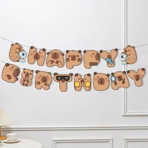 Kawaii Capybara Birthday Banner Cute "Happy Birthday" Letter Garland for Animal & Capybara Themed Celebrations