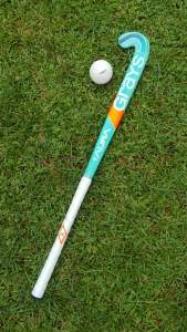 Grays Aura Wooden Hockey Stick with Fiber Reinforced Entry Level Kayu Hoki Trident Dimple Hockey Ball Teal