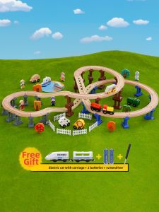 LEKU | Magnetic Wooden Train Set Building Blocks Toy