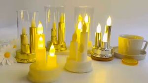 Vintage candle holder led electronic Candle Acrylic cup Wedding Christmas decoration ambiance light