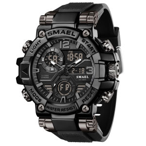 SMAEL Men Watches Military Style Fashion Bronze Zinc Alloy Case Quartz Digital Watch Man Stopwatch Alarm Clock Week Wristwatch