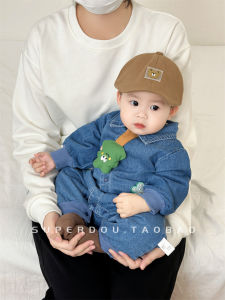 Spring Fashion Baby Boy Clothes Cartoon Cool Denim Crawling Suit One Year Old Birthday Photo Shoot Outfit Korean Style Infant Clothing