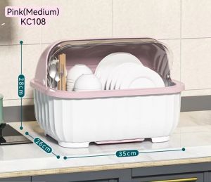 ReTouch Japanese Kitchen Dish Rack with Cover Lid Dust-proof Insect-proof Drain Tray Organizer KC108