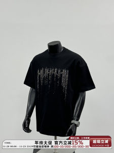 เสื้อยืดแขนสั้นผู้ชายคอตตอนแท้สีดำ ทรงหลวม ทรงหลวม แฟชั่นฤดูร้อน ลายตัวอักษร ระบายอากาศได้ดี ผลิตจากจีน