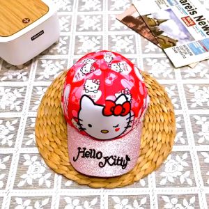 Nón kết bé gái hình mèo kitty màu hồng tươi sáng phối nhũ siêu đáng yêu LADISO - NN45