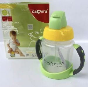 Camera ถ้วยหัดดื่ม Step 3 Mugteo แบบกดปุ่มฝาเปิด ทนความร้อนสูง นึ่งหม้อนึ่งขวดนมได้ วัสดุ PP BPA Free ( C-TC-7032 )