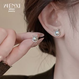 WENXI | Elegant Small Pearl Earrings No Remove