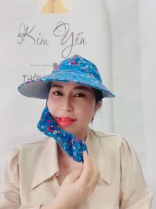 MŨ NÓN CHỐNG NẮNG NỮ HOẠ TIẾT BÔNG SÁNG KÈM KHẨU TRANG kim yến 6