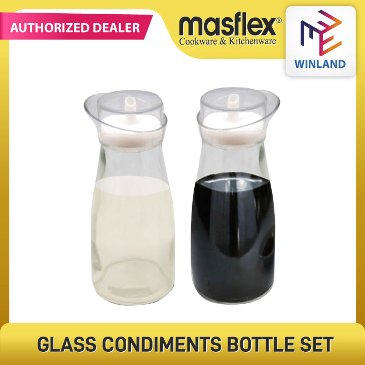 Masflex by Winland 320mL 2 Piece Glass Condiments Soy Sauce Vinegar ...